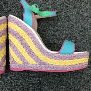 Sophia Webster Lucita Sand MultiColor Wedge Sandal